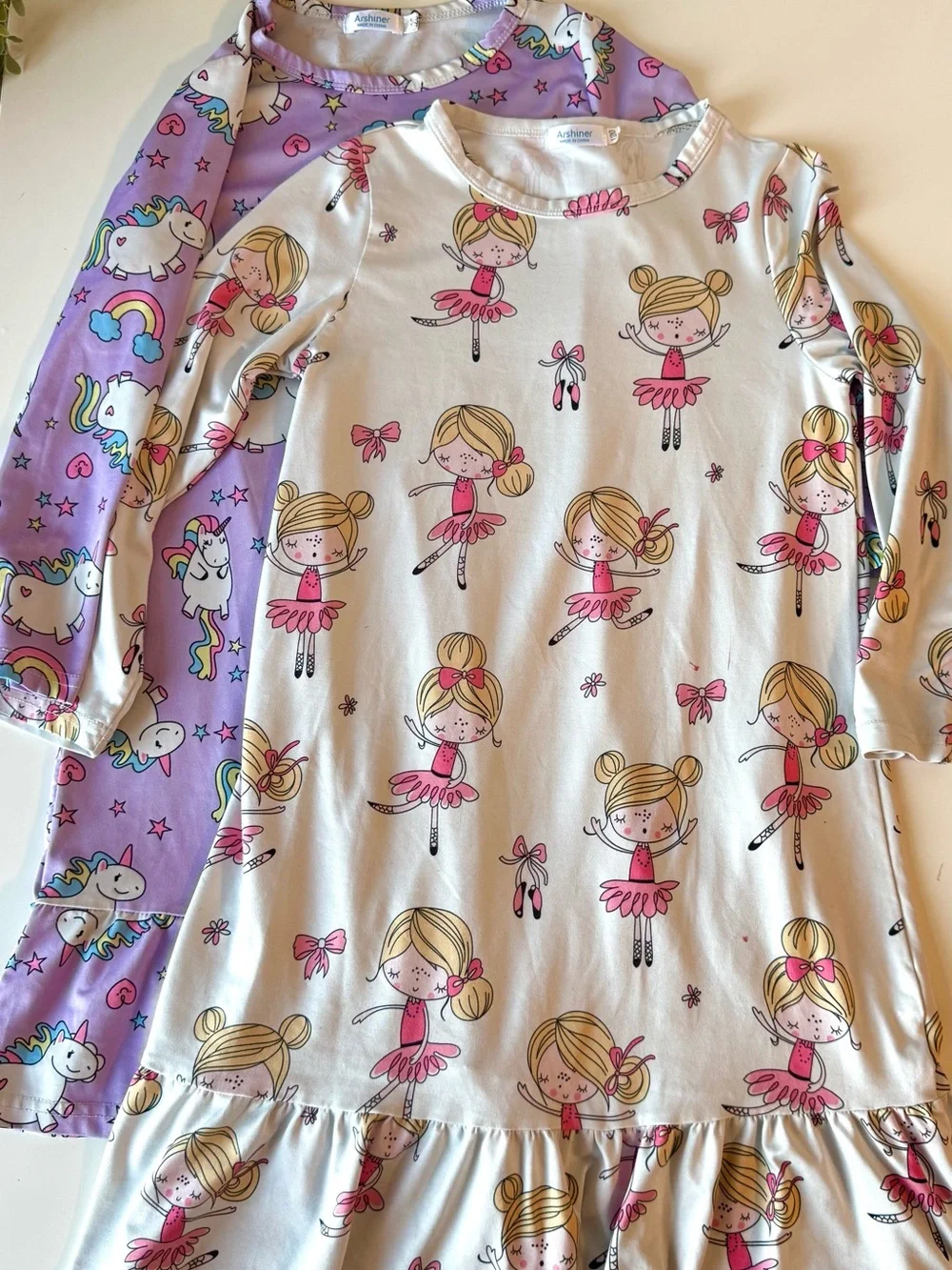 Girls Nightgown Bundle Size 6/7 Unicorn & Ballerina Sleep Dresses Set of 2 - Picture 1 of 14